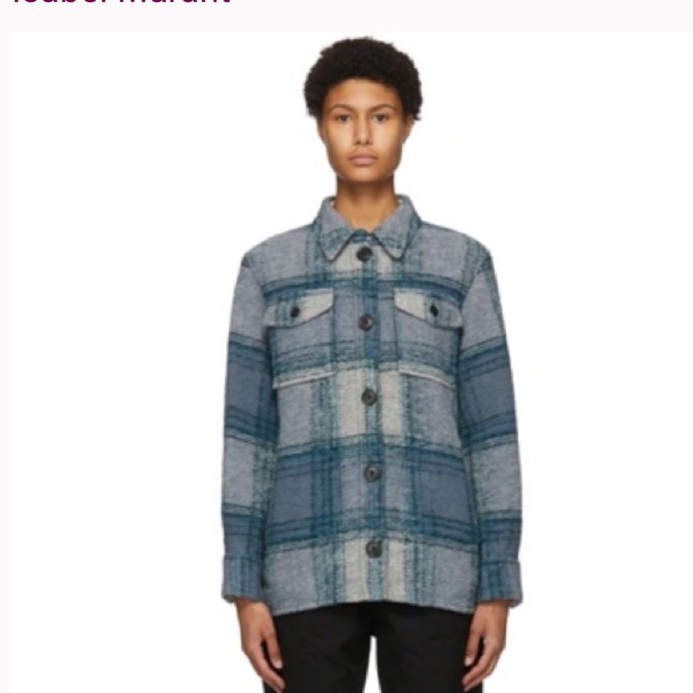 Isabel Marant Gervon Wool Plaid Shacket Jacket Coat Size Small Wool Mens Unisex - Picture 6 of 6